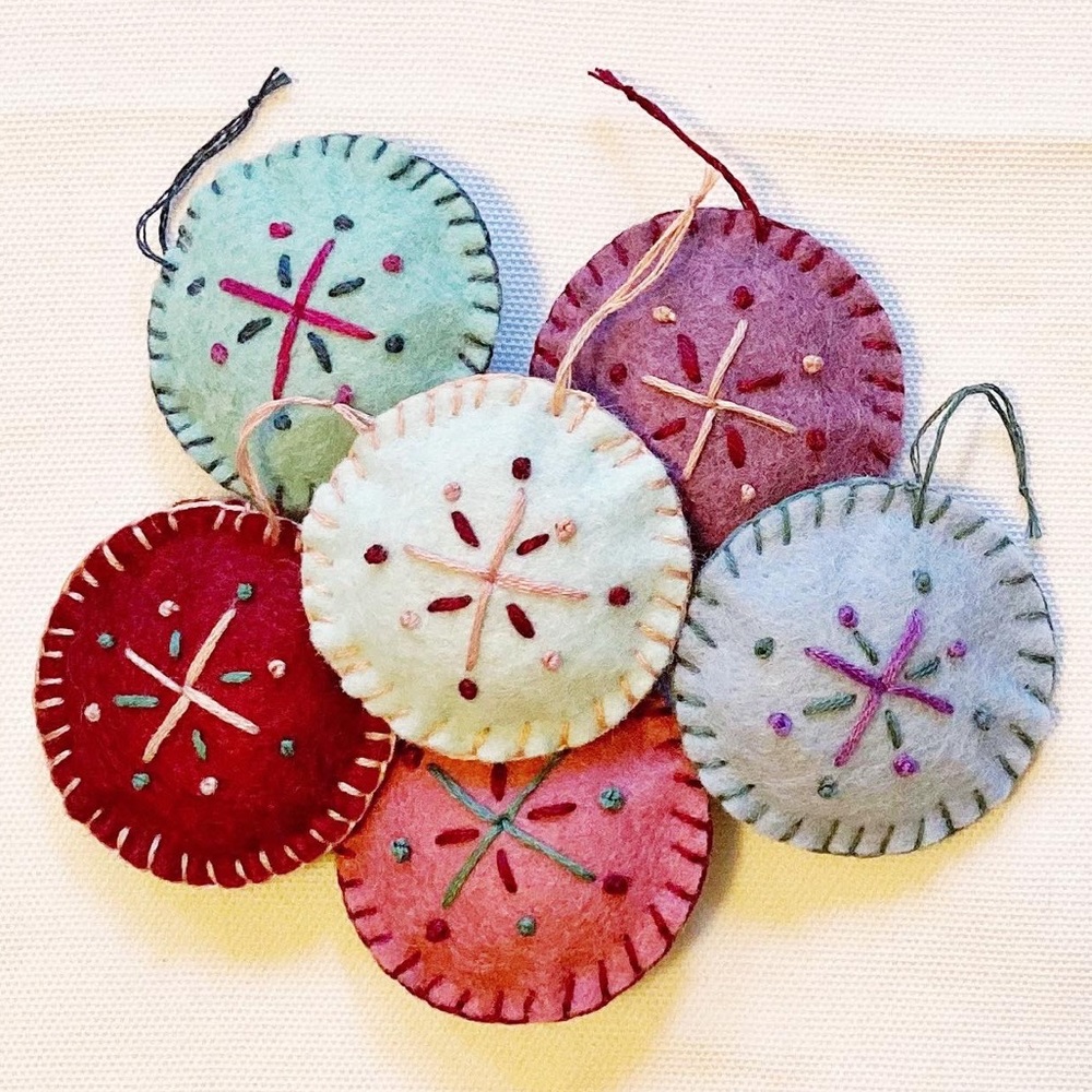 SOLD Handmade Embroidered Felt Ornaments Holiday Decor Christmas Ornament